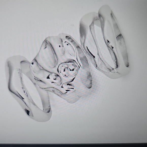 NWT Open Edit Set Of 3 Molten Rhodiun Rings Size 8 - Picture 1 of 8